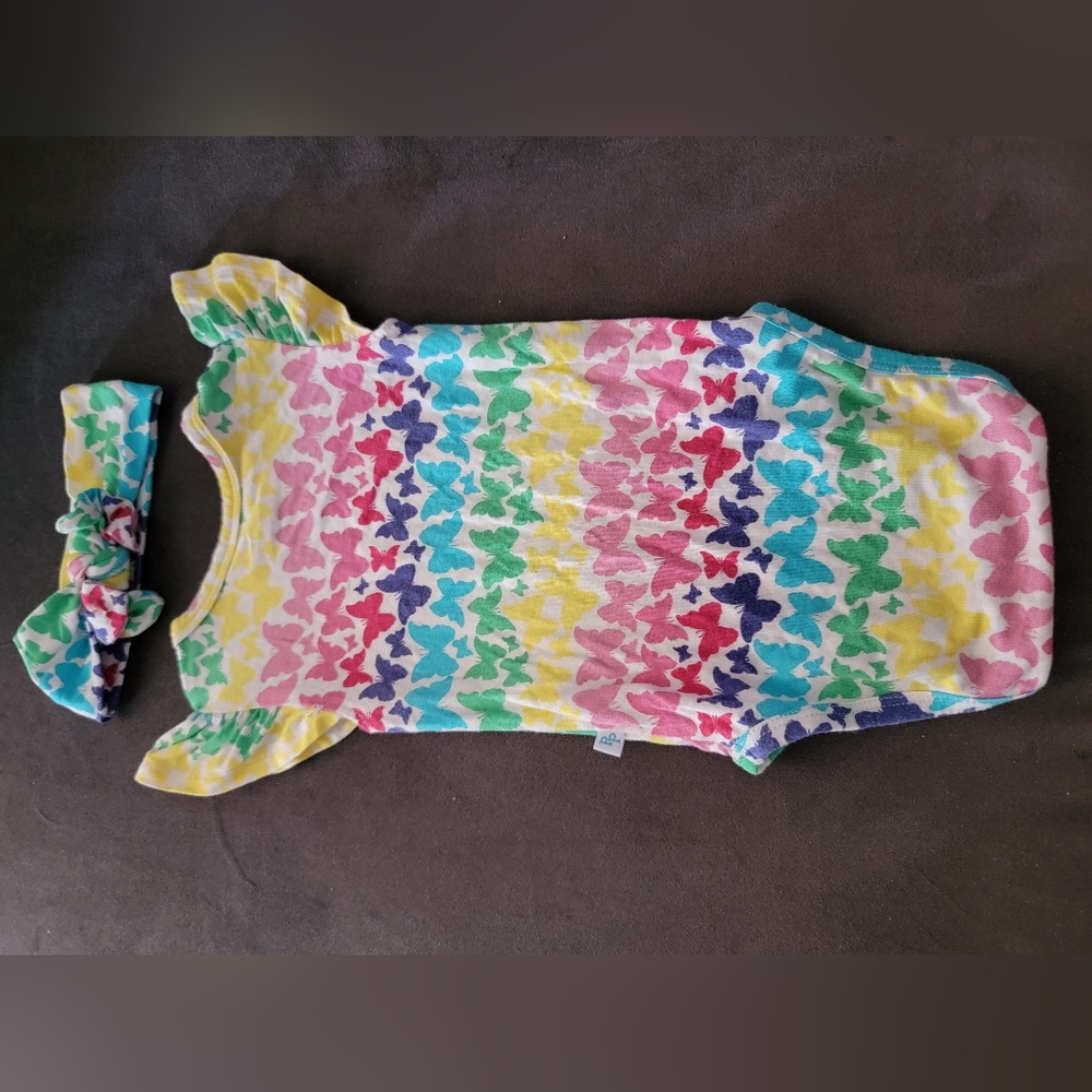 Posh Peanut Multicolor Butterfly Bodysuit with Headband